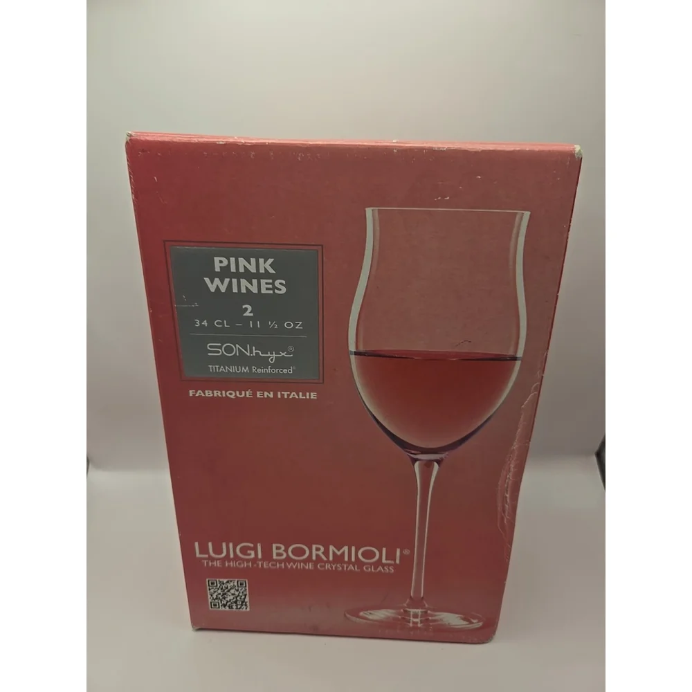 Luigi Bormioli Pink Wine Crystal Glasses Set Of‎ 2 11.5oz